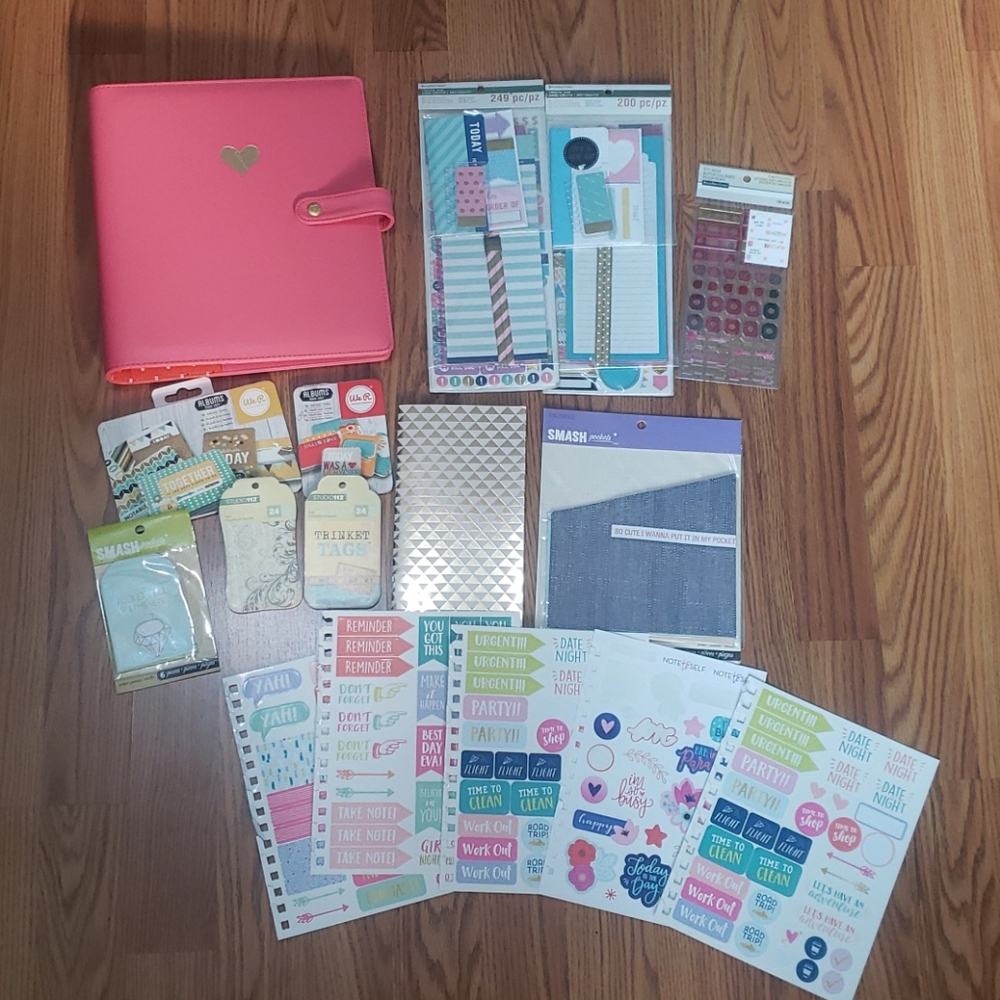 The Happy Planner lot binder stickers note cards planning bundle pink 12 piece